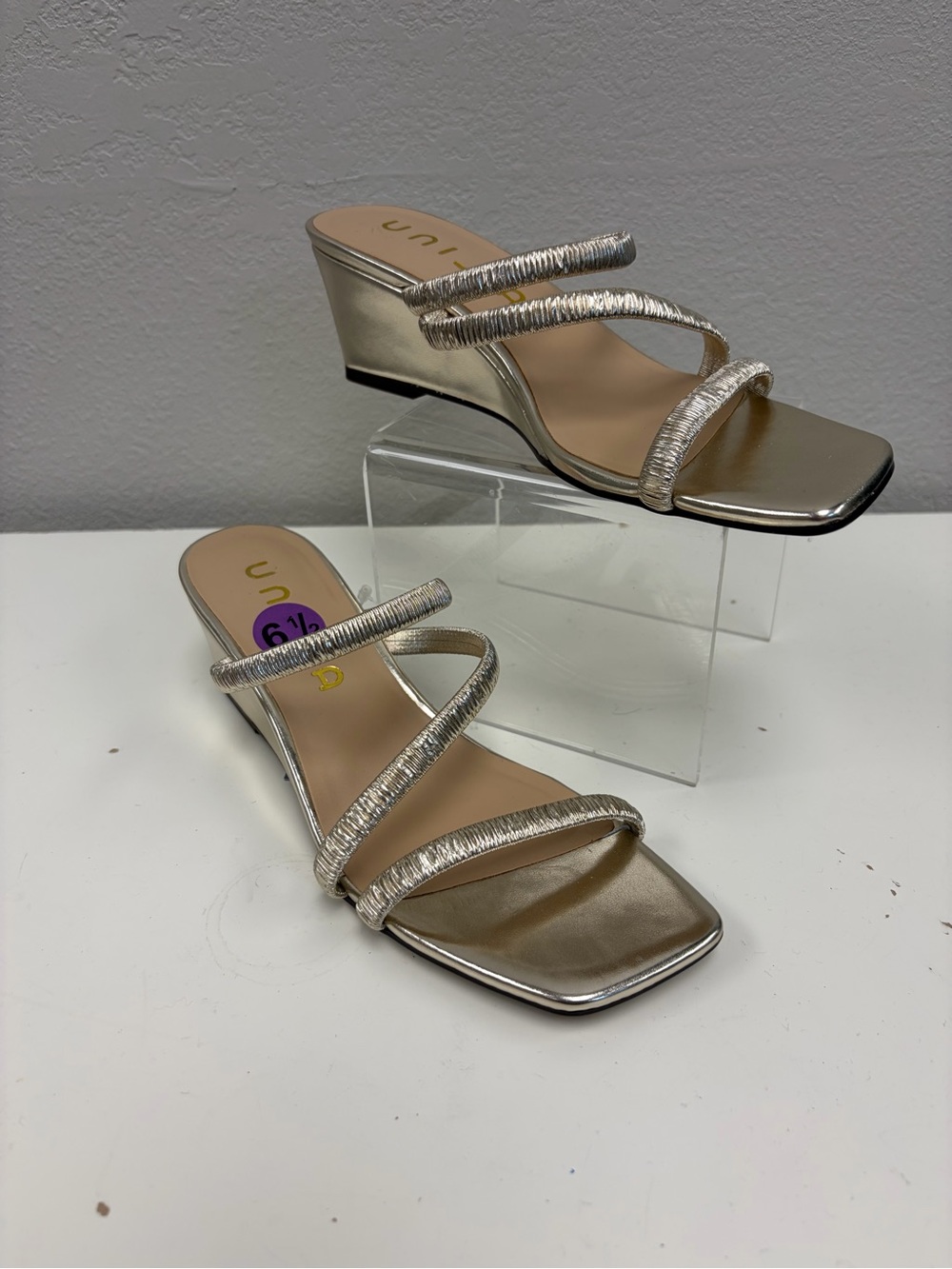 Unisa Metallic Gold Strappy Wedge Sandals - Women